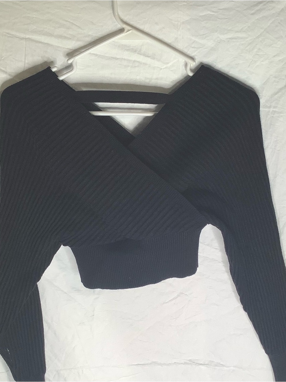 Black Ribbed Wrapped Cop Sweater.